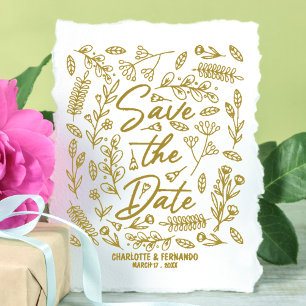 Elegante Blumenkarte Save the Date Hochzeitkarte Gummistempel