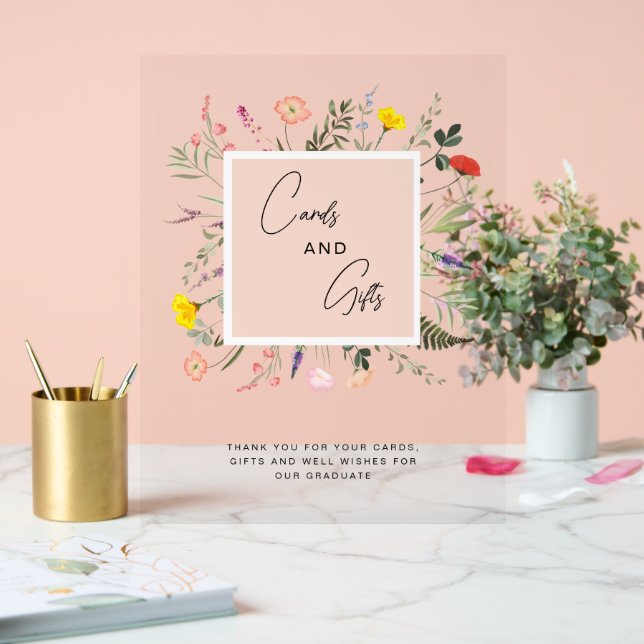 Elegante Blumenkarten und Abschluss Acrylschild (Hochzeit)