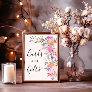 Elegante Blumenkarten und Brautparty-Tabelle Poster