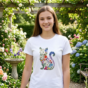 Elegante Blumenkatze für Frauen Tri-Blend Shirt
