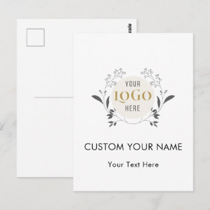 Elegante Blumenkranz-Vorlage mit individuellem Log Postkarte