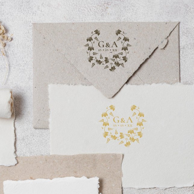 Elegante Blumenkreide Hochzeitsinitials Gummistempel (Von Creator hochgeladen)