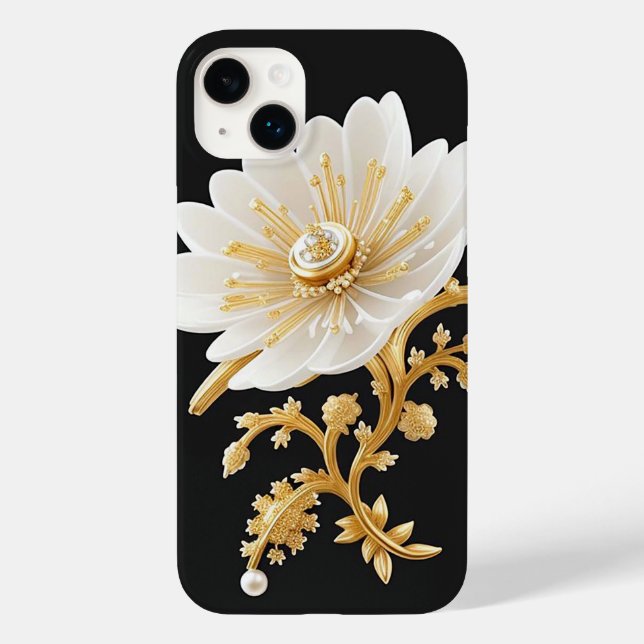 Elegante Blumenkunst mit luxuriösen Goldakzenten Case-Mate iPhone Hülle (Rückseite)