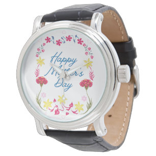 Elegante Blumenkunst zum Muttertag Armbanduhr
