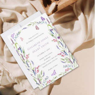 Elegante Blumenlavender Wedding Einladung