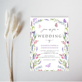 Elegante Blumenlavender Wedding Einladung