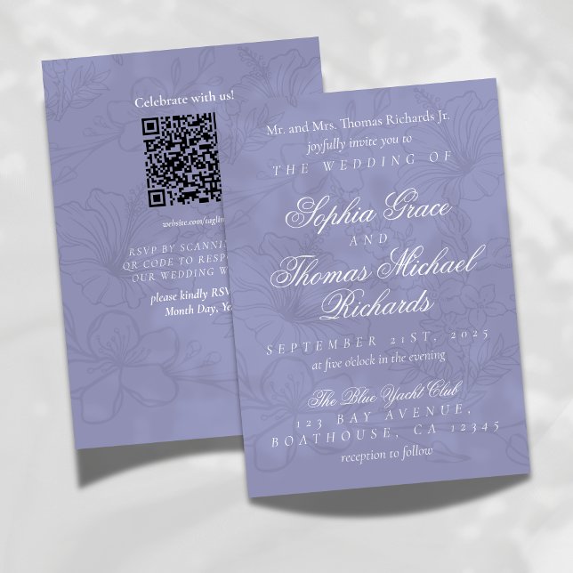 Elegante Blumenlavender Wedding Einladung (Celebrate your love with this Lavender Floral Wedding Invitation!)