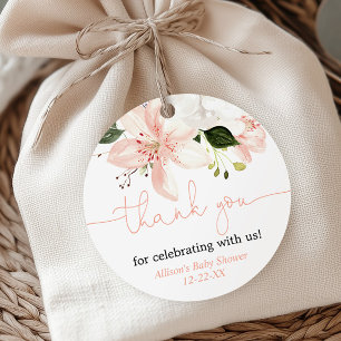 Elegante Blumenlilien rot Danke für Tags Geschenkanhänger