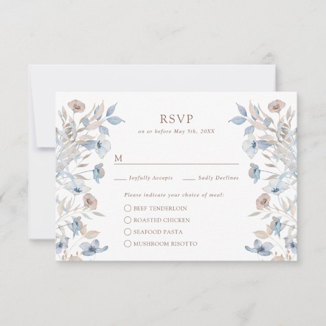 Elegante Blumenmahlzeiten RSVP Karte (Vorderseite)