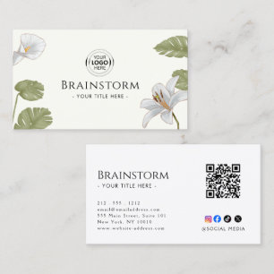 Elegante Blumenmarkenidentität mit individuellem L Visitenkarte