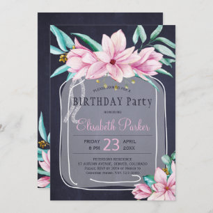 Elegante Blumenmason Jar Marine Geburtstagsparty Einladung