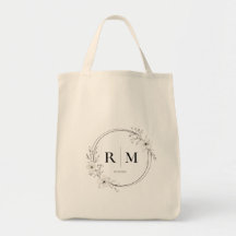 Elegante Blumenmonogramm-Tasche personalisiert 