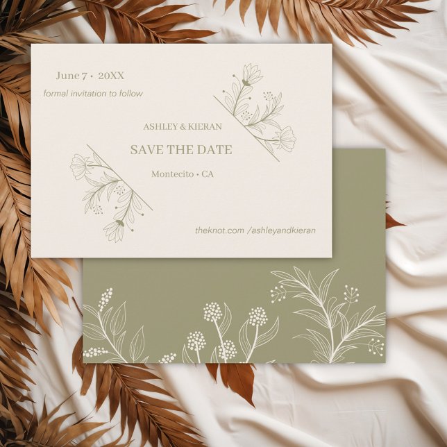Elegante Blumenmoos Grüne Hochzeit speichern das D Save The Date (Von Creator hochgeladen)
