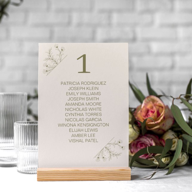 Elegante Blumenmoss Grüne Hochzeit Tischnummer (Von Creator hochgeladen)