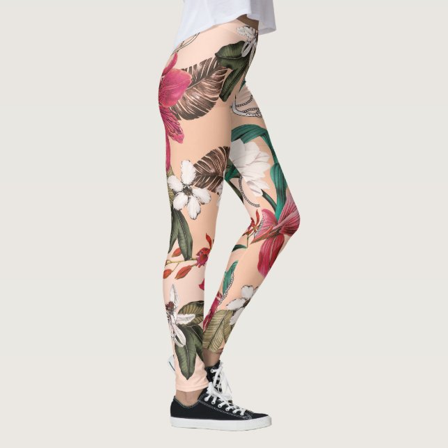 Elegante Blumenmuster-Leggings Leggings (Rechts)