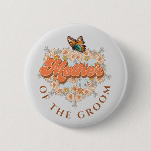 Elegante Blumenmutter des Brautparty Button