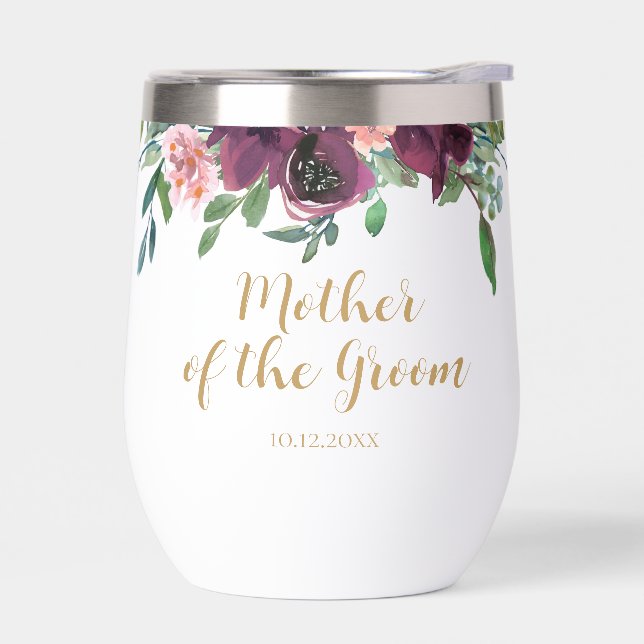 Elegante Blumenmutter des Groom Wine Tumbler (Links)