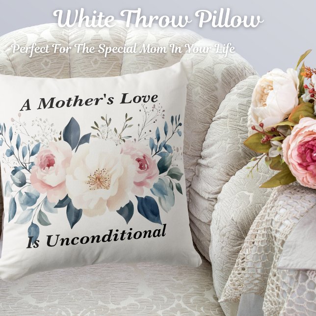 Elegante Blumenmutter's Liebe Weißes Kissen (Get this beautiful white throw pillow! Perfect for the special mom in your life.)