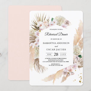 Elegante Blumenorchideen & Pampas Schönheitsrahmen Einladung
