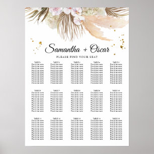 Elegante Blumenorchideen & Pampas Schönheitsrahmen Poster