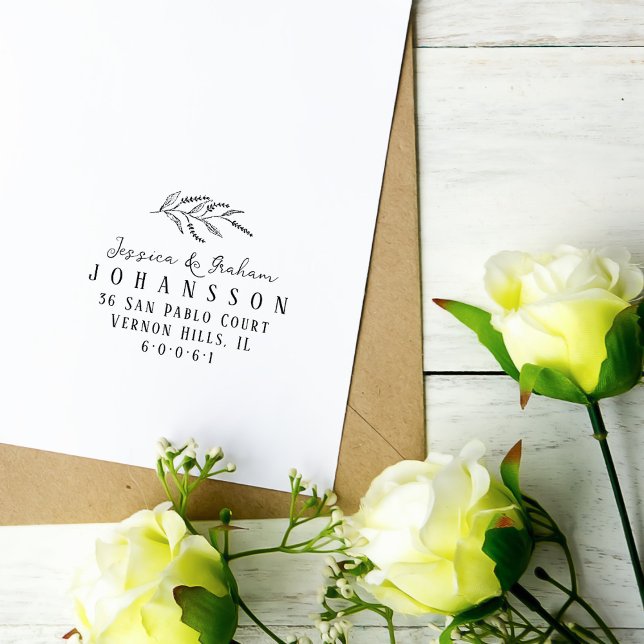 Elegante Blumenpaare Names Rücksendeadresse Gummistempel (Von Creator hochgeladen)