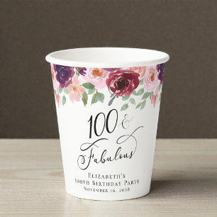 Elegante Blumenparty zum 100. Geburtstag Pappbecher