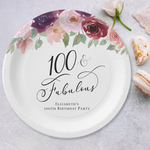 Elegante Blumenparty zum 100. Geburtstag Pappteller