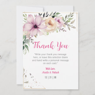 Elegante Blumenpastellfarben Botanische Malerei Dankeskarte