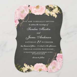 Elegante Blumenplatte Hochzeitsempfang Einladung