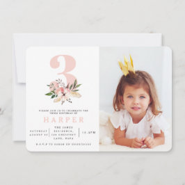 Elegante Blumenrosa Geburtstagsfeier Einladung