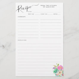 Elegante Blumenrosa Sukkulente Rezeptkarte