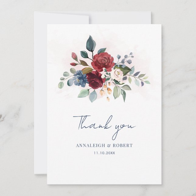 Elegante Blumenschrift Bloom Wedding Dankeskarte (Vorderseite)