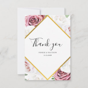 Elegante Blumenschrift Hochzeit Dankeskarte