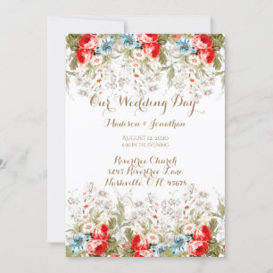 Elegante Blumenschrift Hochzeit Einladung