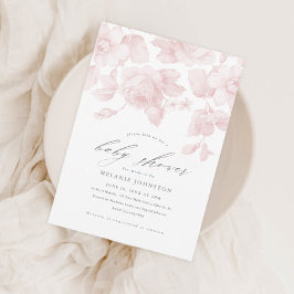 Elegante Blumenschrift Pink Baby Shower Einladung