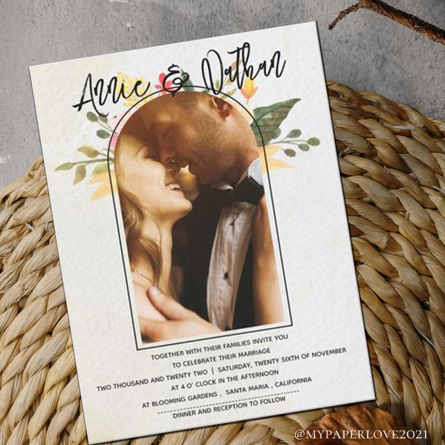 Elegante Blumenschrift Romantisches Foto Hochzeit (Von Creator hochgeladen)