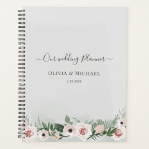 Elegante Blumenschrift Watercolor Hochzeit Planer
