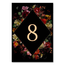 Elegante blumenschwarze Hochzeit Tischnummer