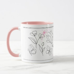 Elegante Blumenskizze Minimalistische Kaffee-Tasse Tasse