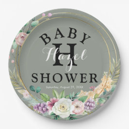 Elegante Blumenspülung Party Paper Teller