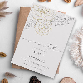 Elegante Blumensträhne Hochzeit Sichern Datum Einladung