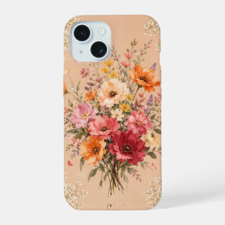 Elegante Blumenstrauß-Blumen-Handyhülle . iPhone 15 Hülle