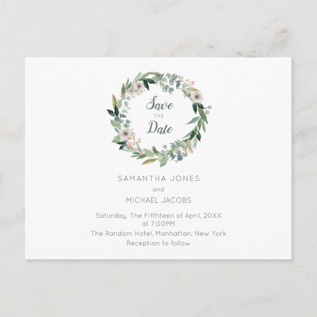 Elegante Blumenstrauß Save the Date Karte (Vorderseite)