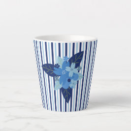 Elegante Blumenstreifen monochromatisch blau Milchtasse