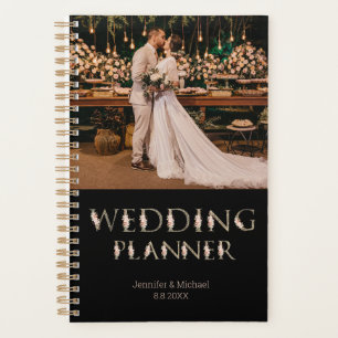 elegante Blumentypografie Foto Hochzeit schwarz Planer