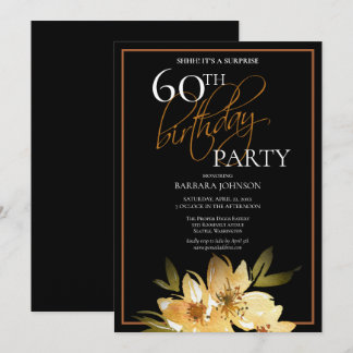 Elegante Blumenüberraschung 60. Geburtstag Einladung