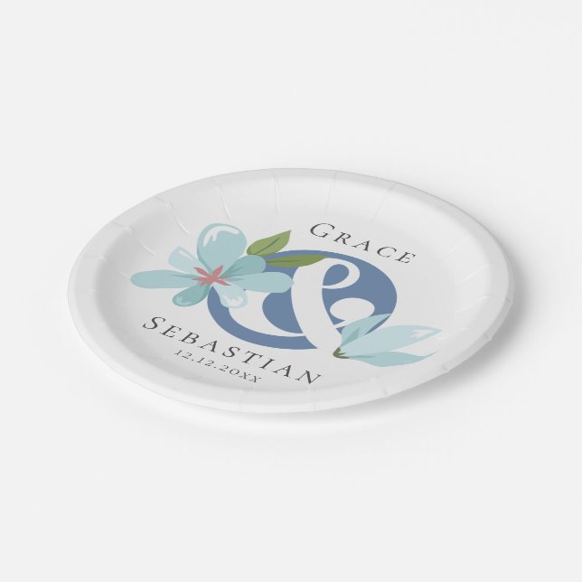 Elegante Blumenverkleidung Pappteller (Schrägansicht)