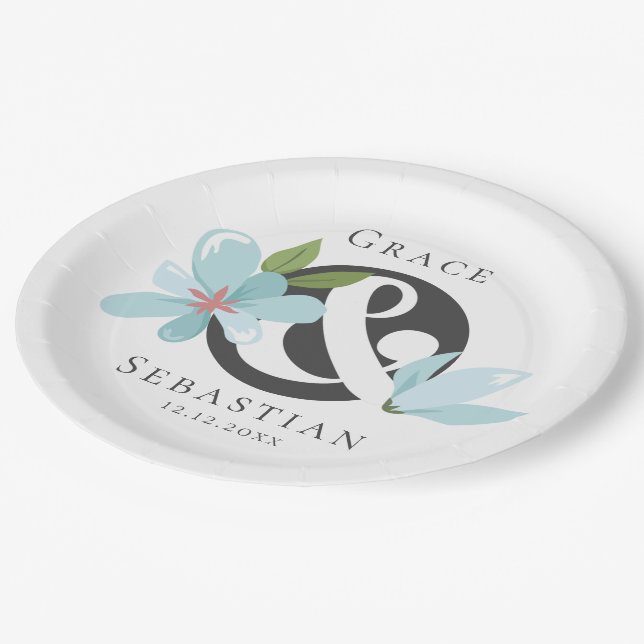 Elegante Blumenverkleidung Pappteller (Schrägansicht)