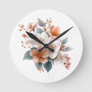 Elegante Blumenwanduhr 🌿🕒 Runde Wanduhr