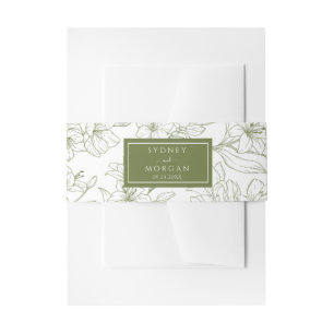 Elegante Blumenweihe Grüne Hochzeit Einladungsbanderole
